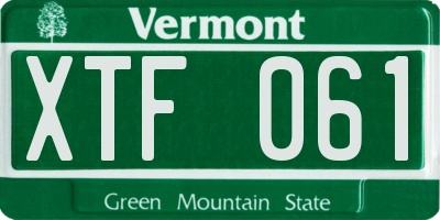 VT license plate XTF061