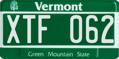 VT license plate XTF062
