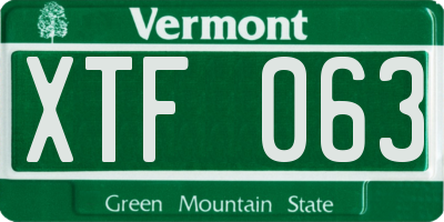 VT license plate XTF063