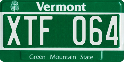 VT license plate XTF064