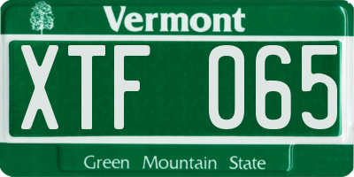 VT license plate XTF065