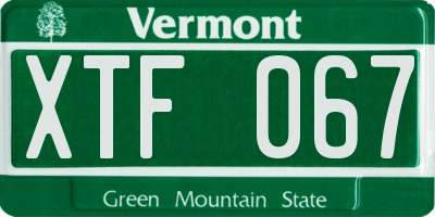 VT license plate XTF067