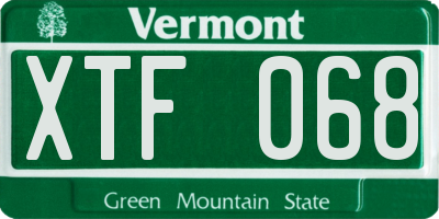 VT license plate XTF068