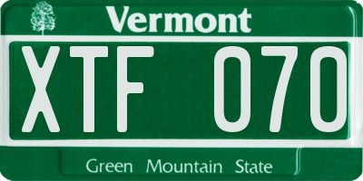 VT license plate XTF070