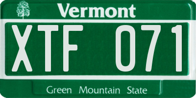 VT license plate XTF071