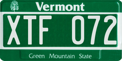 VT license plate XTF072