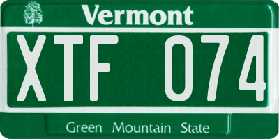 VT license plate XTF074