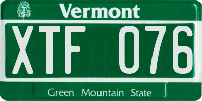 VT license plate XTF076