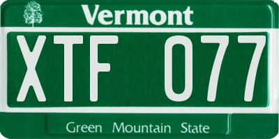 VT license plate XTF077
