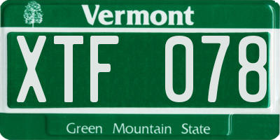 VT license plate XTF078