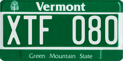 VT license plate XTF080