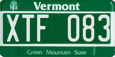 VT license plate XTF083