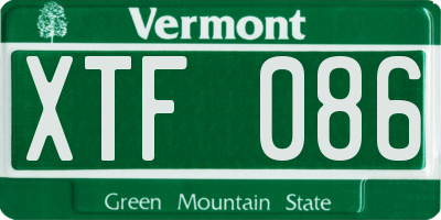 VT license plate XTF086