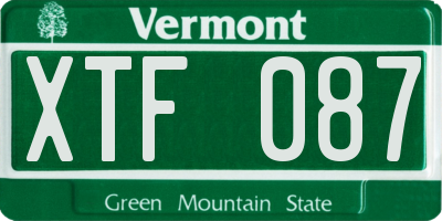 VT license plate XTF087