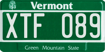 VT license plate XTF089