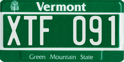 VT license plate XTF091