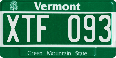 VT license plate XTF093