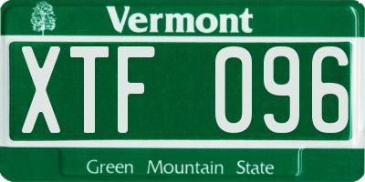 VT license plate XTF096