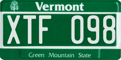 VT license plate XTF098