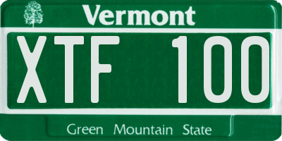 VT license plate XTF100