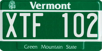 VT license plate XTF102