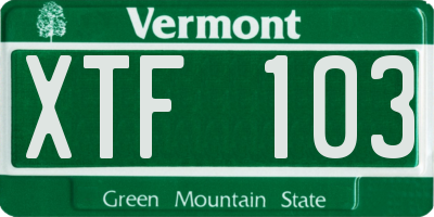VT license plate XTF103