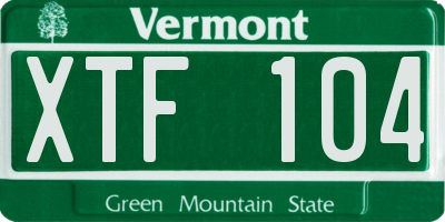 VT license plate XTF104