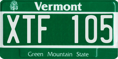 VT license plate XTF105