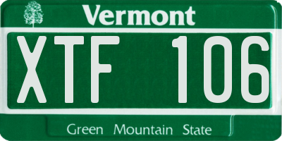 VT license plate XTF106