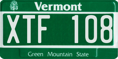 VT license plate XTF108