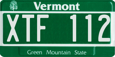 VT license plate XTF112