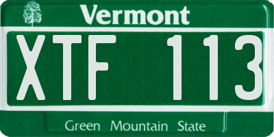 VT license plate XTF113