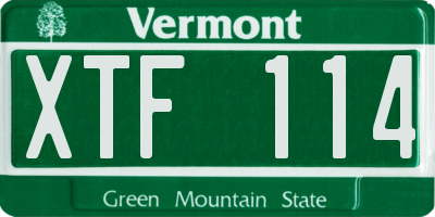 VT license plate XTF114