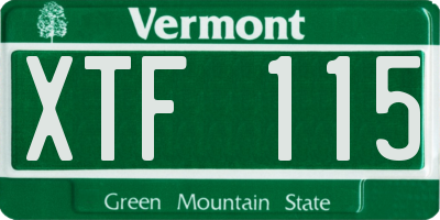 VT license plate XTF115