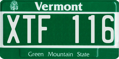 VT license plate XTF116