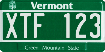 VT license plate XTF123
