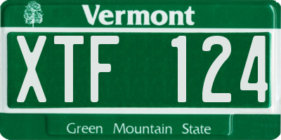 VT license plate XTF124