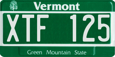 VT license plate XTF125