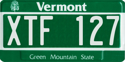 VT license plate XTF127
