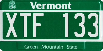 VT license plate XTF133