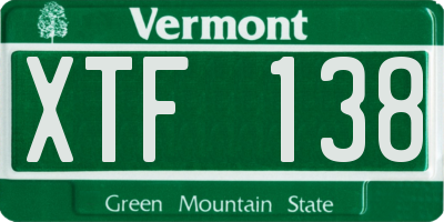 VT license plate XTF138