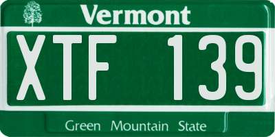 VT license plate XTF139