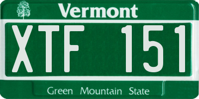 VT license plate XTF151