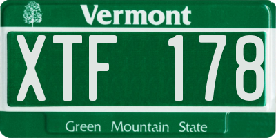 VT license plate XTF178