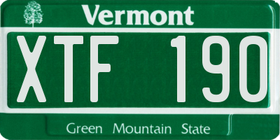 VT license plate XTF190