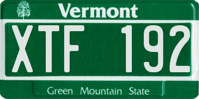 VT license plate XTF192