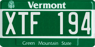 VT license plate XTF194