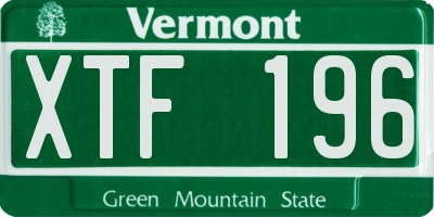 VT license plate XTF196