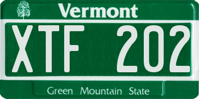 VT license plate XTF202