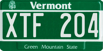 VT license plate XTF204